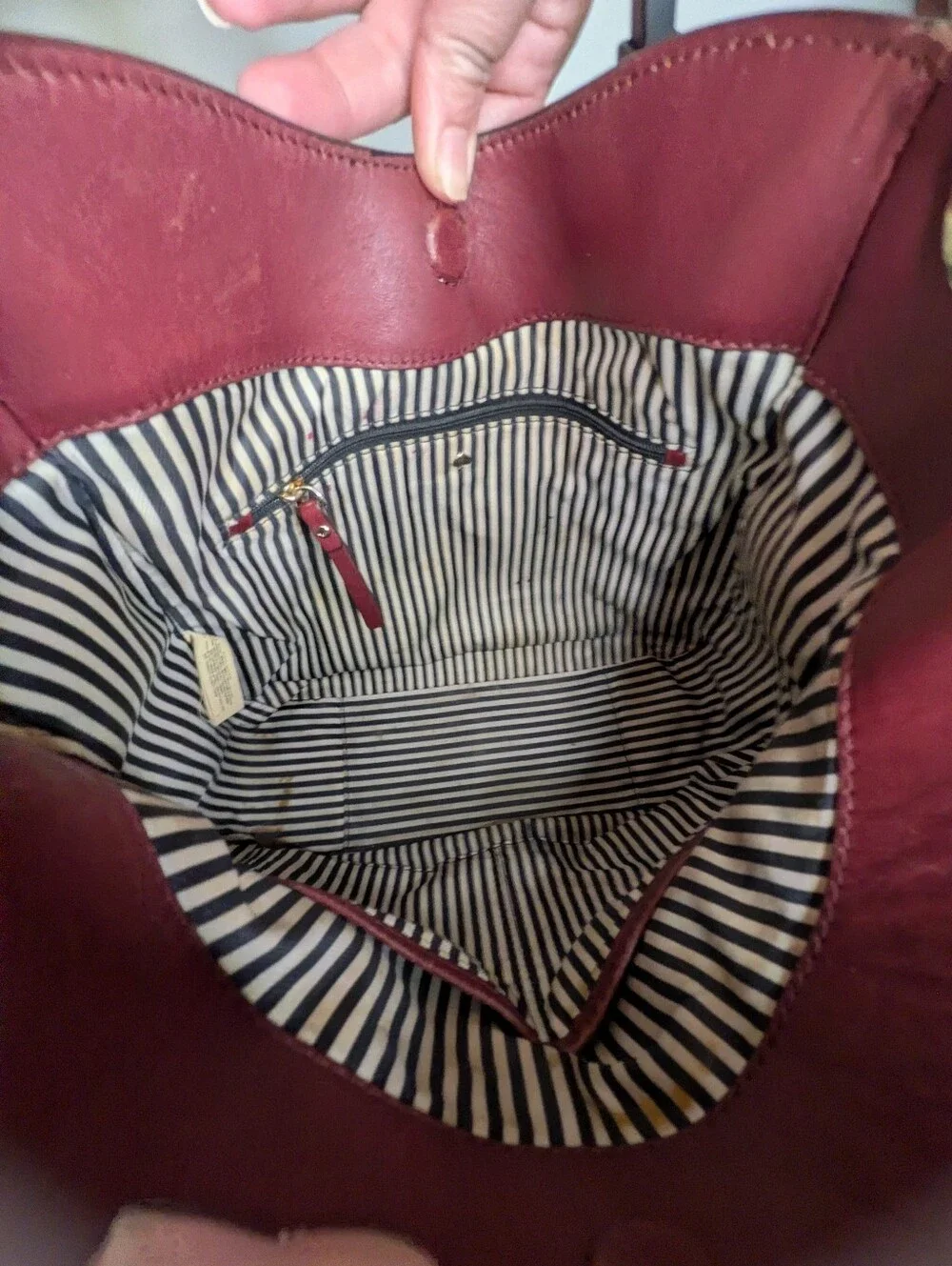 Kate Spade Deep Red Leather Hobo Bag with Gold Chain